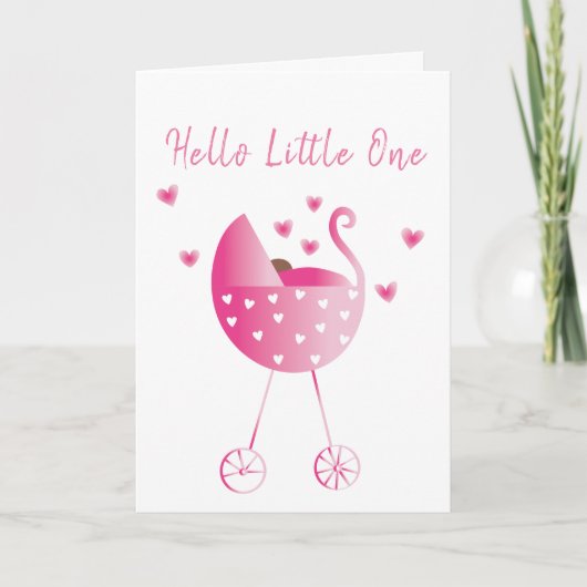 Carte Belle Bébé Félicitations Porte-Filles Rose (Devant)