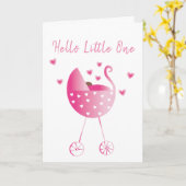 Carte Belle Bébé Félicitations Porte-Filles Rose (Fleur jaune)