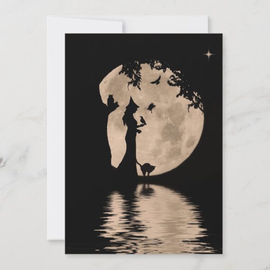 Carte Belle bénédiction de Samhain avec sorcière et anim (Devant)