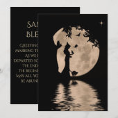 Carte Belle bénédiction de Samhain avec sorcière et anim (Devant / Derrière)