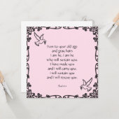 Carte Belle Bible Citation de la Bible Isaïe 46:4 (Devant/Arrière en situation)