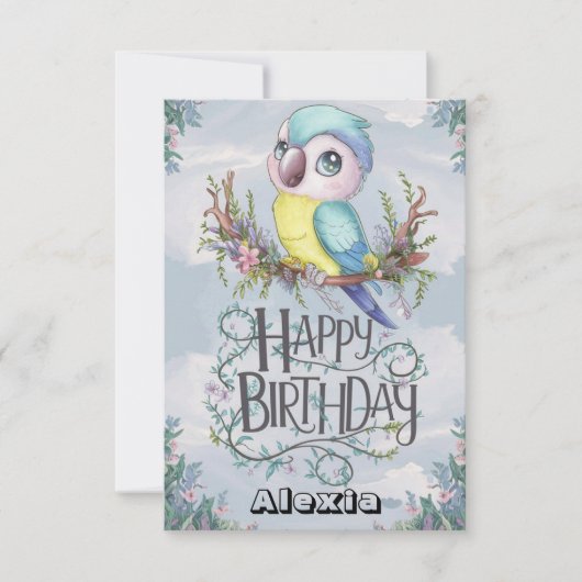 Carte Belle Boho Parrot numérique Anniversaire (Devant)