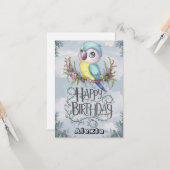 Carte Belle Boho Parrot numérique Anniversaire (Devant/Arrière en situation)
