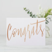 Carte Belle calligraphie or rose "Félicitations" (Debout devant)