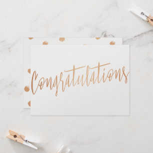 Carte Belle calligraphie or rose "Félicitations"