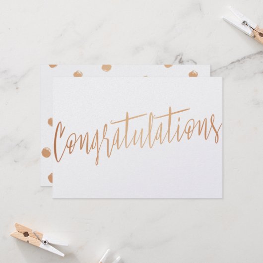 Carte Belle calligraphie or rose "Félicitations" (Devant/Arrière en situation)