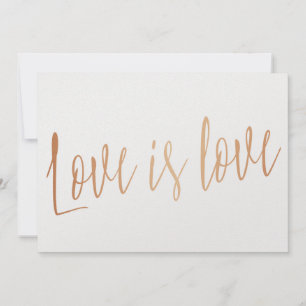 Carte Belle calligraphie or rose "L'amour c'est l'amour"