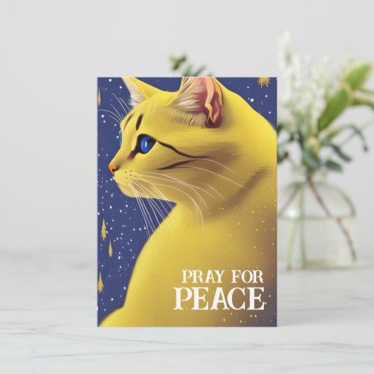 Carte Belle chatte jaune aux yeux bleus - ukraine (Debout devant)