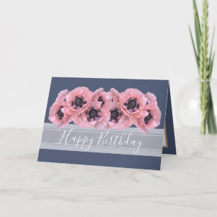 Carte Belle Chic Floral Bouquet Pink Poppy Anniversaire