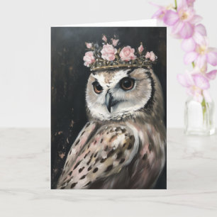 Carte Belle Chouette dans une couronne en toutes occasio