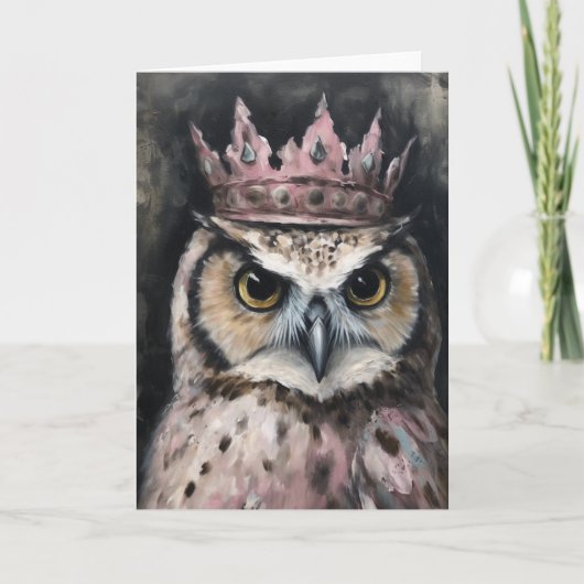 Carte Belle Chouette dans une couronne en toutes occasio (Devant)