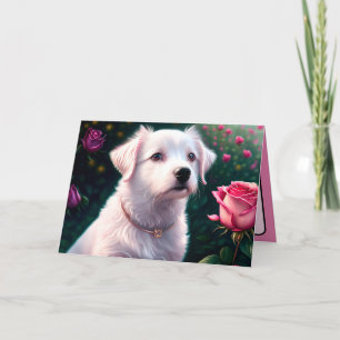Carte Belle Collection de Chien et de Rose
