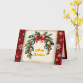 Carte Belle collection de fêtes de Noël tendance (Fleur jaune)