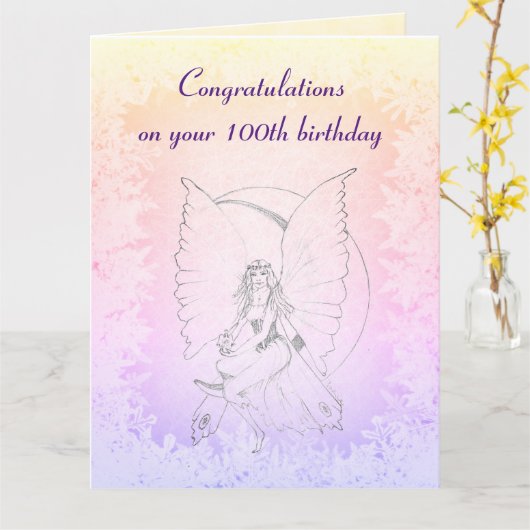 Carte Belle conception 100e anniversaire (Fleur jaune)