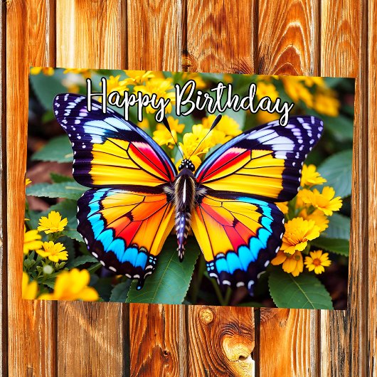 Carte Belle conception papillon de repos Joyeux annivers