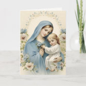 Carte "Belle Dame habillée en bleu" Poème religieux (Devant)