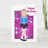 Carte Belle Danseur Irlandais Blond, Rose, Bleu Annivers (Devant)