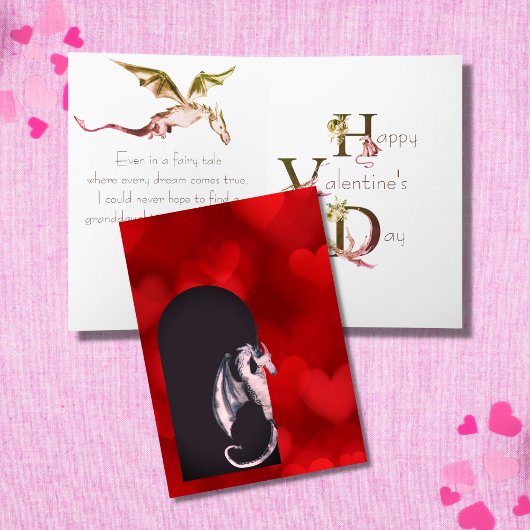 Carte Belle Dragon, Coeurs Petite-Fille Saint-Valentin