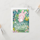 Carte Belle Dreamy Bunny Digital Anniversaire (Devant/Arrière en situation)