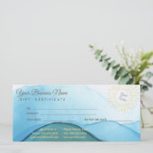 Carte Belle encre aquarelle bleue abstraite (Debout devant)