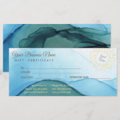 Carte Belle encre aquarelle bleue abstraite (Devant / Derrière)