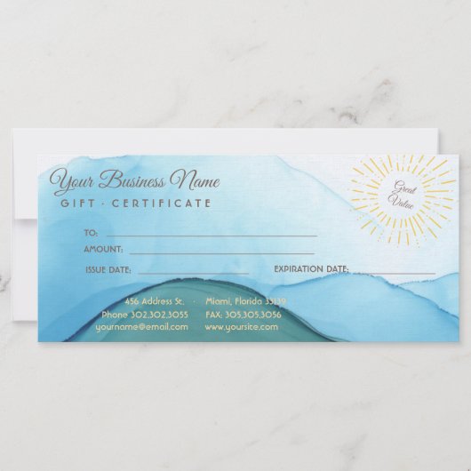 Carte Belle encre aquarelle bleue abstraite (Devant)