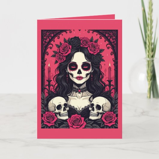 Carte Belle et cérémonielle calavera vivante (Devant)