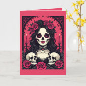 Carte Belle et cérémonielle calavera vivante (Fleur jaune)
