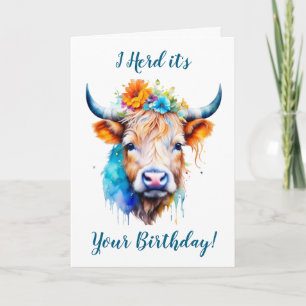 Carte Belle et drôle Puns de vache Anniversaire