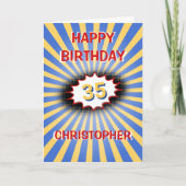 Carte Belle explosion personnalisée nom âge rétro annive (Devant)