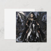 Carte Belle Fée Gothique sur Cheval Noir (Devant / Derrière)