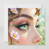 Carte Belle fée verte et blanc papillon (Devant)