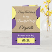 Carte Belle femme Anniversaire violet rustique (Fleur jaune)