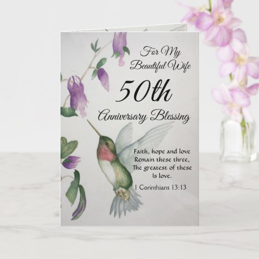 Carte Belle femme Bénédiction du 50e anniversaire (Orchidée)