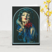 Carte belle femme des années 1920 (Fleur jaune)