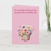 Carte Belle femme gerbera fleurs rose anniversaire (Dos)