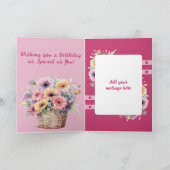 Carte Belle femme gerbera fleurs rose anniversaire (Intérieur)