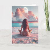 Carte Belle femme méditant sur la plage (Devant)