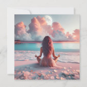 Carte Belle femme méditant sur une couverture de plage (Devant)