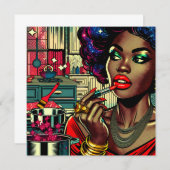 Carte Belle Femme Monter sur le bâton de lèvres (Devant / Derrière)