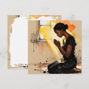 Carte Belle femme noire priant Art abstrait