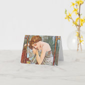 Carte Belle femme qui dort (Fleur jaune)