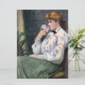 Carte Belle Femme Sentant Des Fleurs (Reverie) (Debout devant)