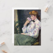 Carte Belle Femme Sentant Des Fleurs (Reverie) (Devant/Arrière en situation)