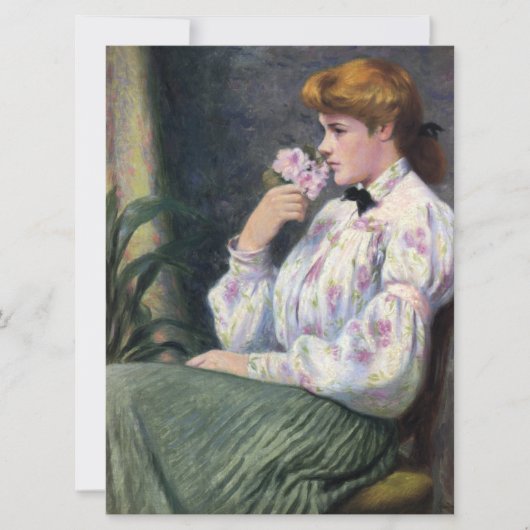 Carte Belle Femme Sentant Des Fleurs (Reverie) (Devant)