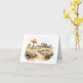 Carte Belle ferme avec clôture et arbre (Fleur jaune)