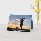 Carte Belle Fête des pères Bleue Bleu Bleu Noir Coucher  (Fleur jaune)