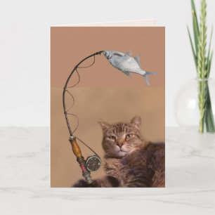 Carte Belle Fête des pères de chat de pêche
