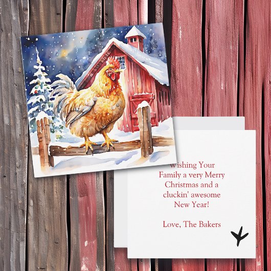 Carte Belle fête du poulet Cluckin' Bon Noël