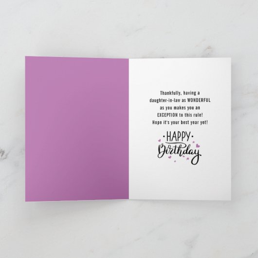 Carte Belle-fille Anniversaire, Drôle, comme des hors-la (Intérieur)